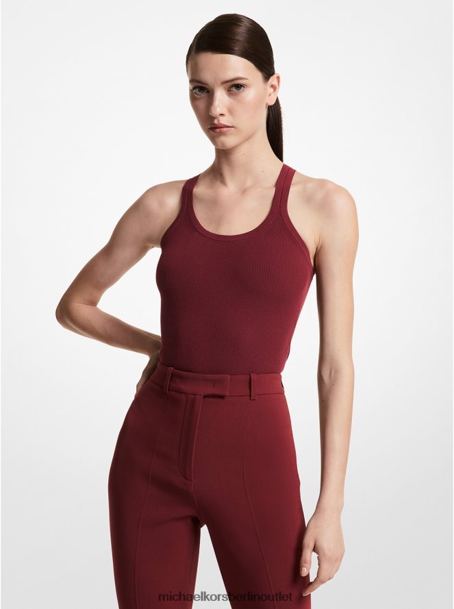 Kleidung de Michael Kors Frauen Gerippter Racerback-Body aus Stretch-Viskose aus der Kollektion Burgund 404V223574
