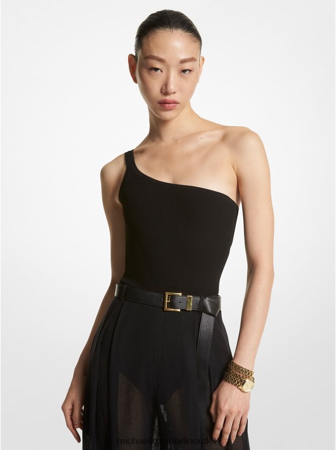 Kleidung de Michael Kors Frauen Kollektion asymmetrischer Body aus Stretch-Viskose Schwarz 404V223398