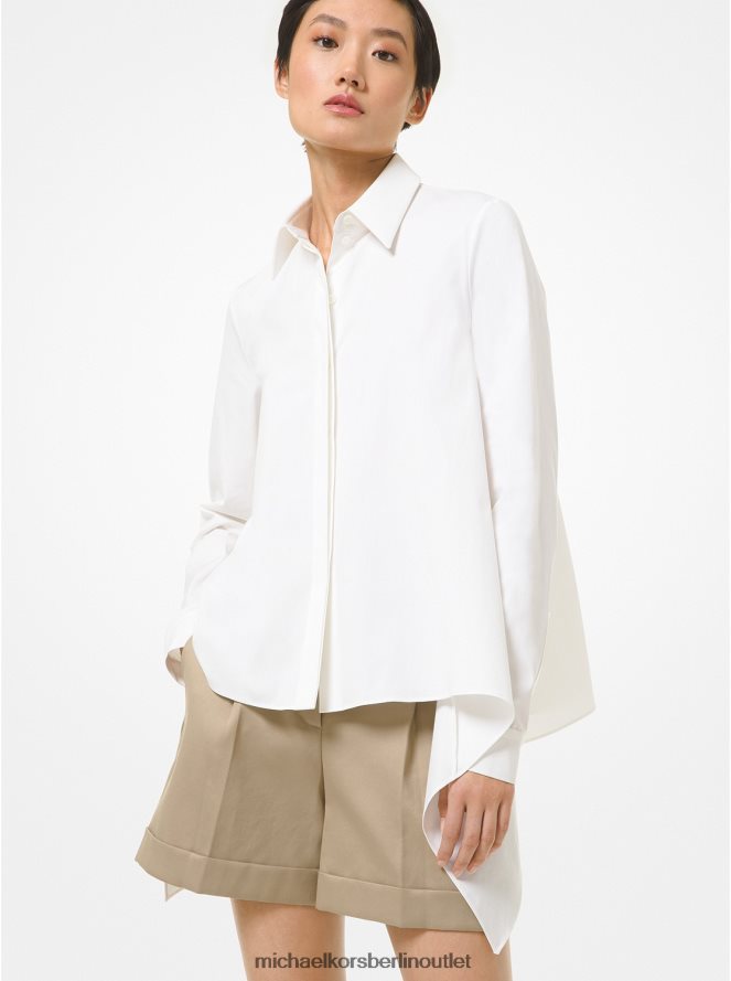 Kleidung de Michael Kors Frauen Drapiertes Hemd aus Stretch-Popeline aus Bio-Baumwolle aus der Kollektion Optik weiß 404V223743