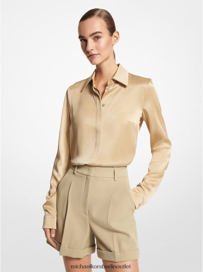Kleidung de Michael Kors Frauen Kollektion Hansen Charmeuse Hemd Düne 404V223464