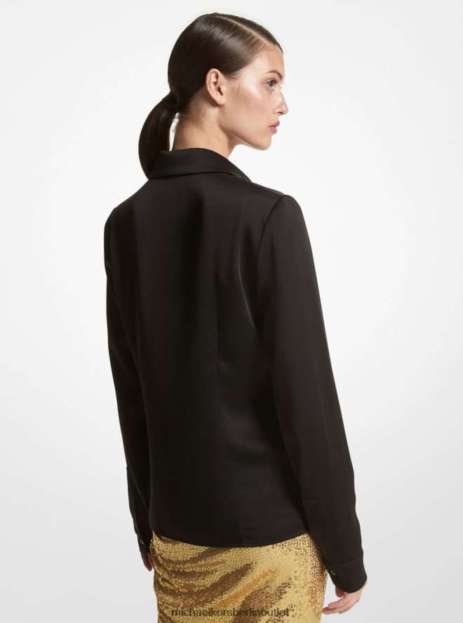 Kleidung de Michael Kors Frauen Kollektion Hansen Charmeuse Hemd Schwarz 404V223466