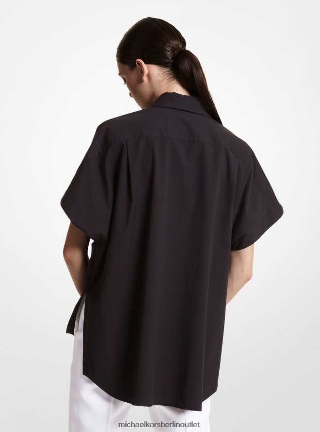 Kleidung de Michael Kors Frauen Kollektion: Hemd aus Stretch-Popeline aus Bio-Baumwolle Schwarz 404V223662