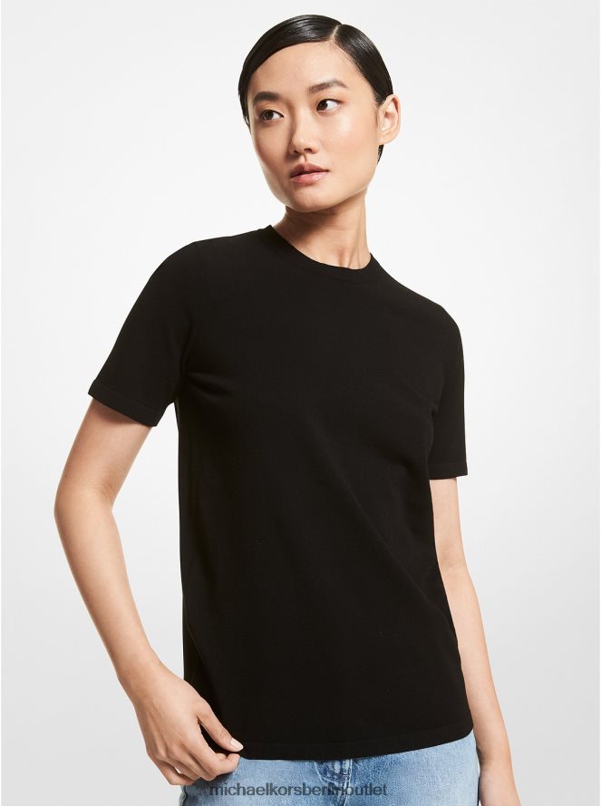 Kleidung de Michael Kors Frauen Kollektion T-Shirt aus Stretch-Viskose Schwarz 404V223673