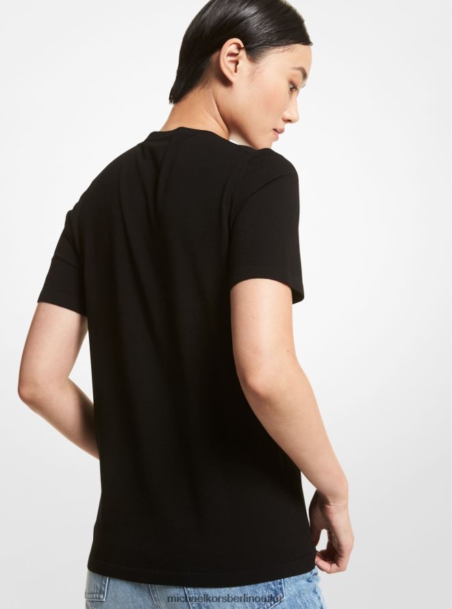 Kleidung de Michael Kors Frauen Kollektion T-Shirt aus Stretch-Viskose Schwarz 404V223673