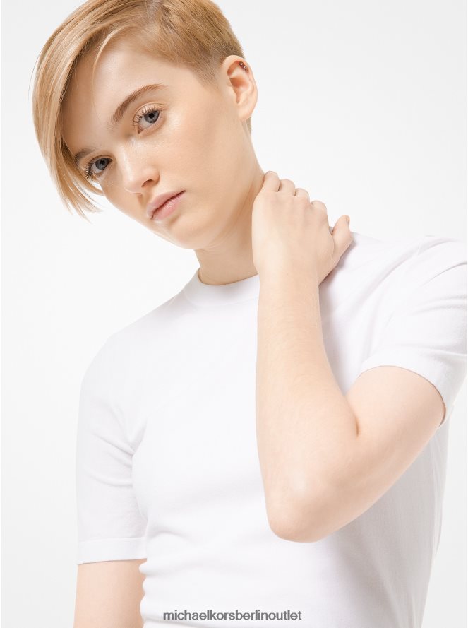 Kleidung de Michael Kors Frauen Kollektion T-Shirt aus Stretch-Viskose Weiß 404V223691