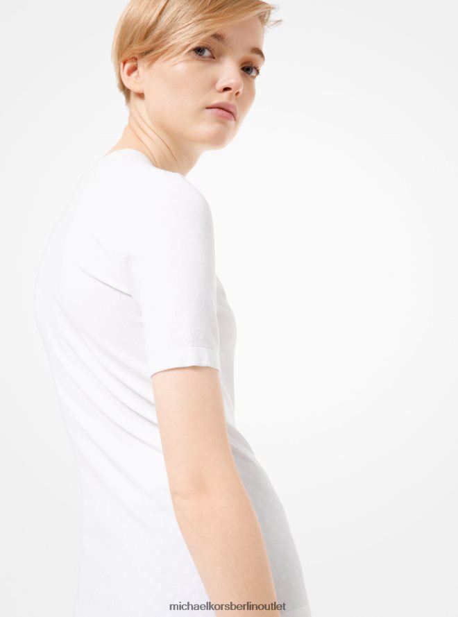 Kleidung de Michael Kors Frauen Kollektion T-Shirt aus Stretch-Viskose Weiß 404V223691