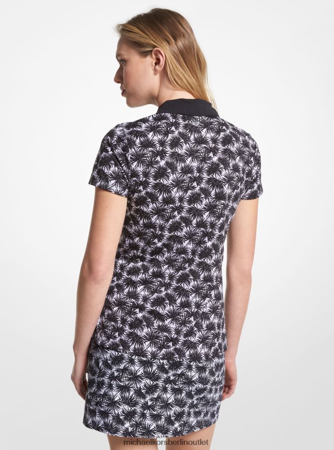 Kleidung de Michael Kors Frauen Piqué-Poloshirt mit Golf-Print weiß schwarz 404V22406