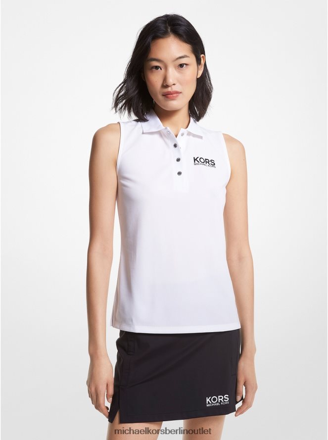 Kleidung de Michael Kors Frauen Ärmelloses Poloshirt aus Piqué mit Golf-Logo Weiß 404V22413