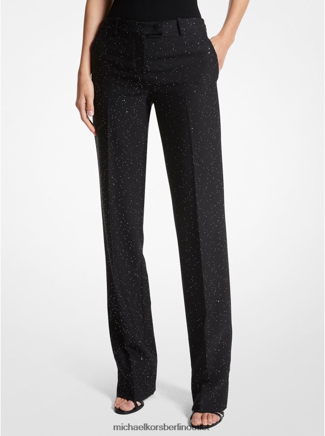 Kleidung de Michael Kors Frauen Kollektion Carolyn – Hose aus Stretchwolle mit Pailletten schwarzes Silber 404V223409