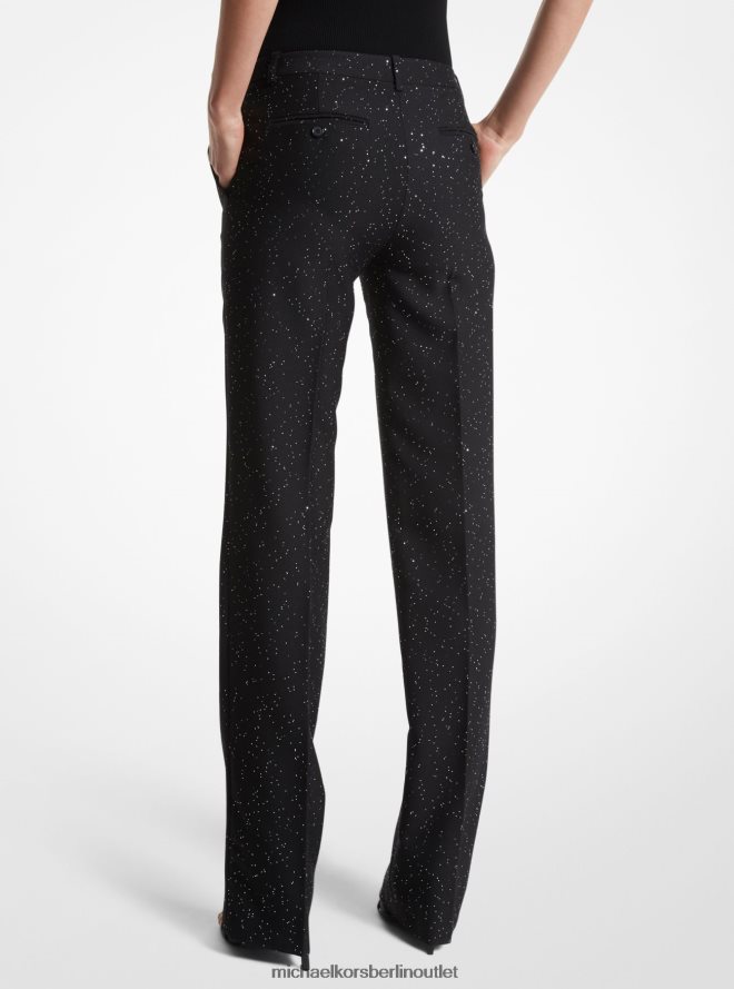 Kleidung de Michael Kors Frauen Kollektion Carolyn – Hose aus Stretchwolle mit Pailletten schwarzes Silber 404V223409