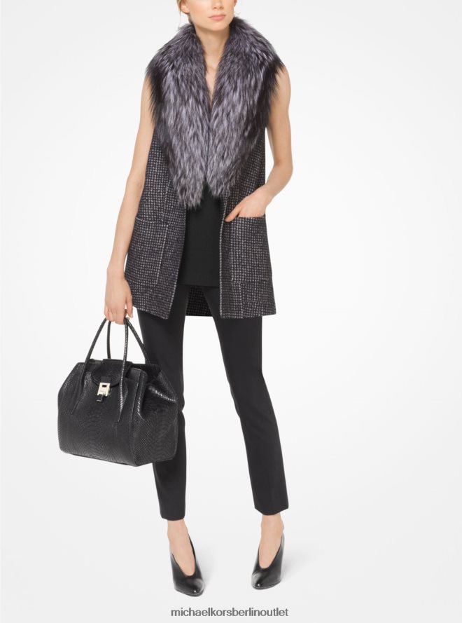 Kleidung de Michael Kors Frauen Kollektion: Stretch-Woll-Gabardine-Hose Schwarz 404V223696