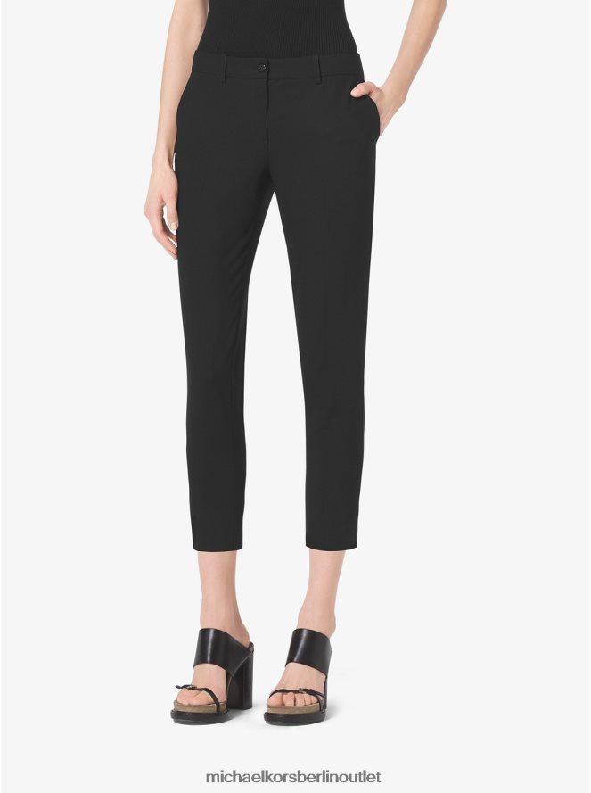 Kleidung de Michael Kors Frauen Kollektion: Stretch-Woll-Gabardine-Hose Schwarz 404V223697