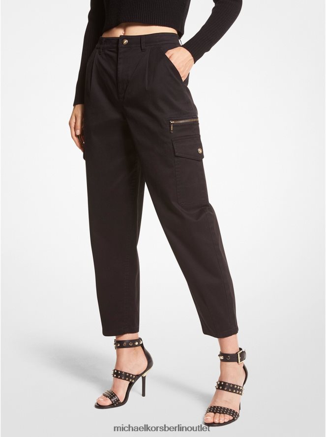 Kleidung de Michael Kors Frauen Cargohose aus Stretch-Baumwolle Schwarz 404V22498