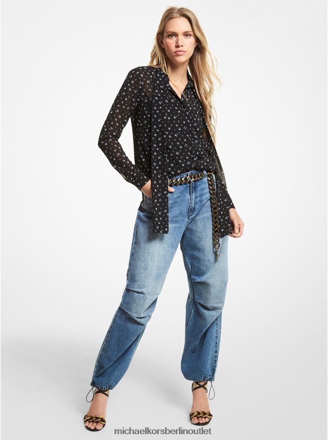 Kleidung de Michael Kors Frauen Jeans mit weitem Bein Indigowaschung 404V22504