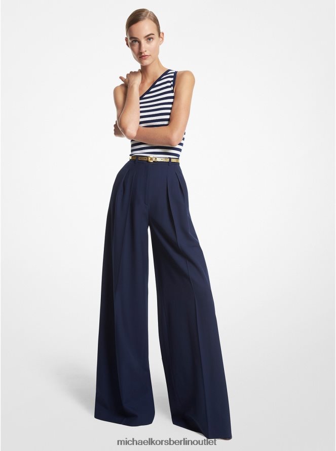 Kleidung de Michael Kors Frauen Kollektion: Palazzo-Hosen aus Wollgabardine aus Gewebe Marine 404V223659