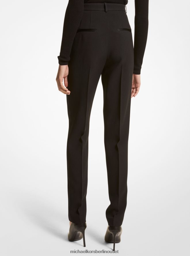 Kleidung de Michael Kors Frauen Kollektion Samantha Double Crêpe Zobel Hose mit hoher Taille Schwarz 404V223593