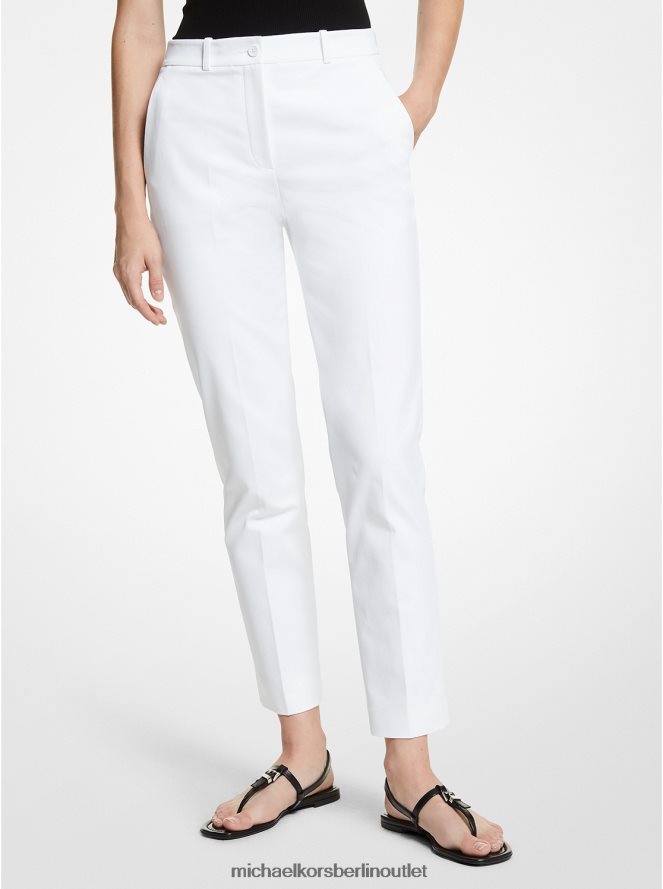 Kleidung de Michael Kors Frauen Kollektion Samantha Stretch-Baumwollhose Optik weiß 404V223735
