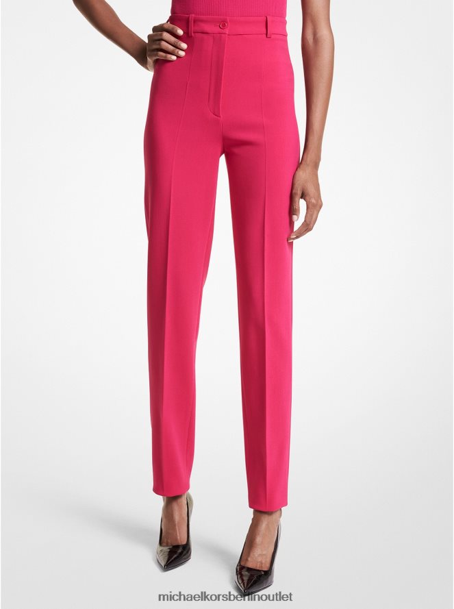 Kleidung de Michael Kors Frauen Kollektion: Samantha Stretch-Zigarettenhose aus gekieseltem Crêpe mit hoher Taille Fuchsie 404V223643