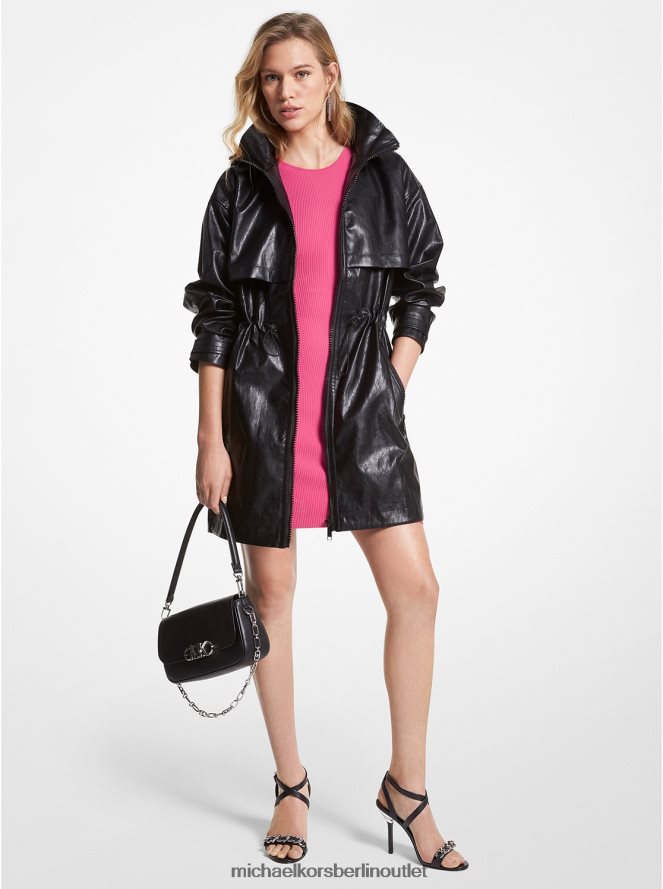 Kleidung de Michael Kors Frauen Anorak aus Kunstleder Schwarz 404V22229