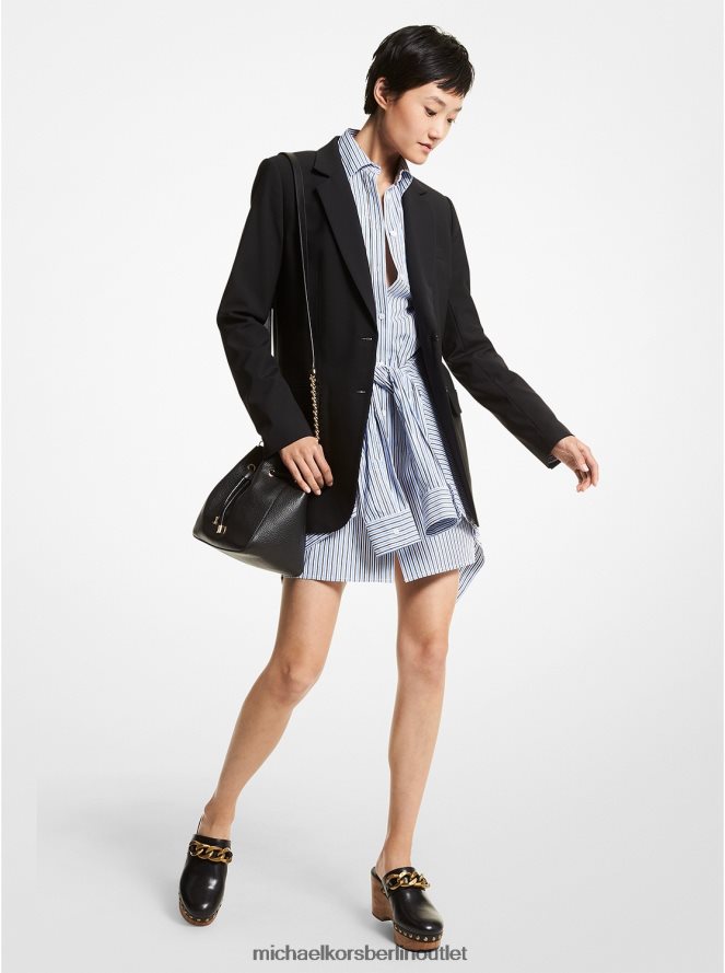 Kleidung de Michael Kors Frauen Boyfriend-Blazer aus Stretchwolle Schwarz 404V22223