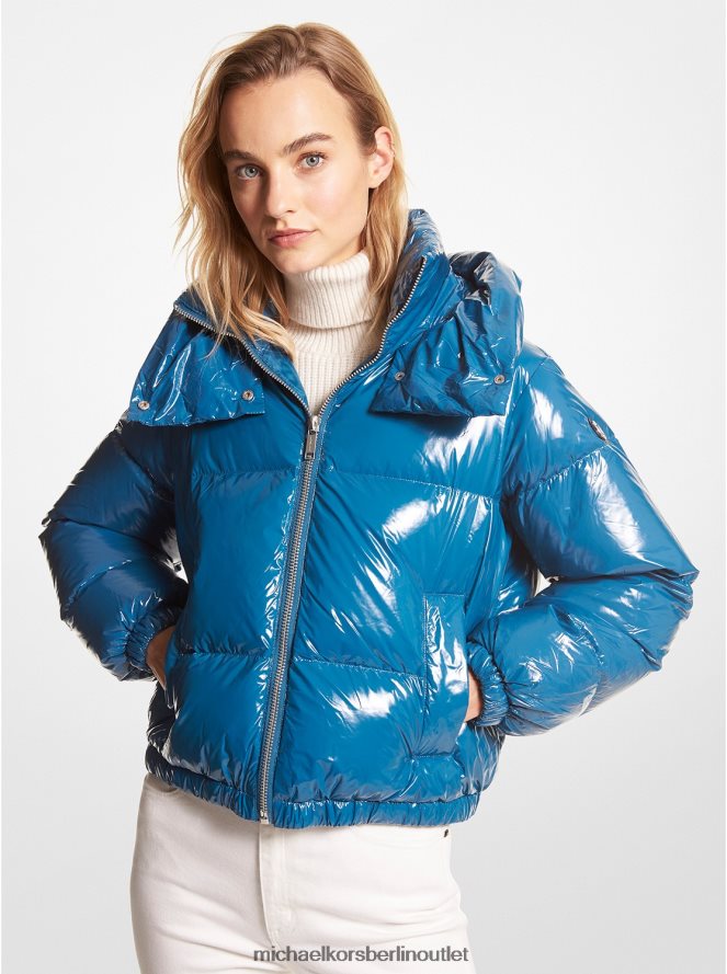 Kleidung de Michael Kors Frauen Cire Nylon-Pufferjacke Lagune 404V22364