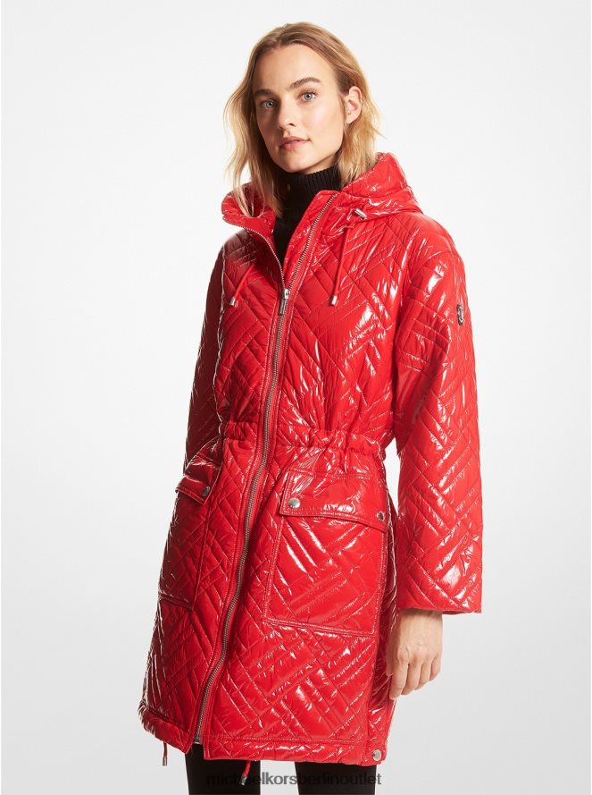 Kleidung de Michael Kors Frauen Gesteppter Cire-Nylon-Puffermantel purpurrot 404V22352