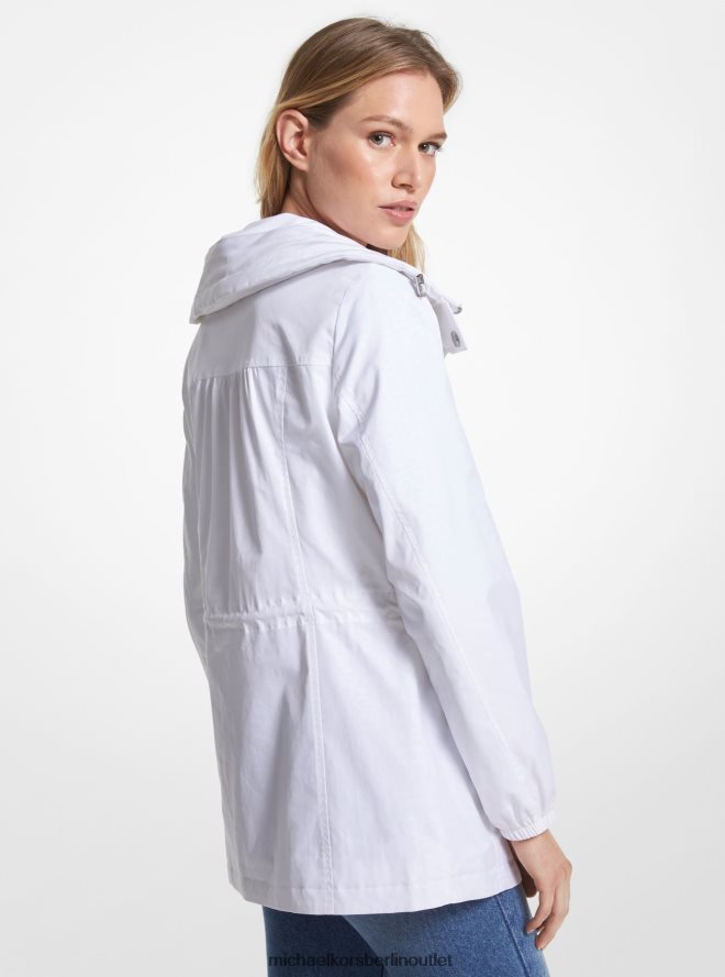 Kleidung de Michael Kors Frauen Gewebter Anorak mit Logo-Print Weiß 404V22210