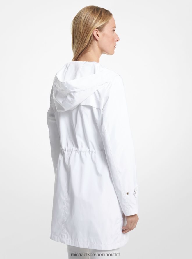 Kleidung de Michael Kors Frauen Gewebter Regenmantel mit Kapuze Weiß 404V22211