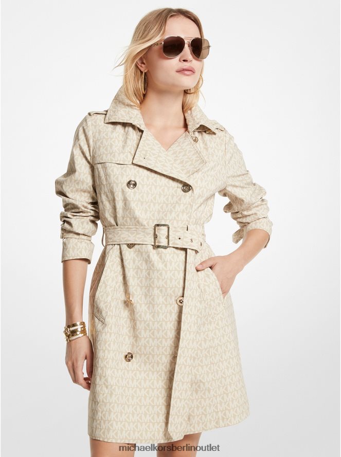 Kleidung de Michael Kors Frauen Gewebter Trenchcoat mit Logo-Print khaki 404V22216