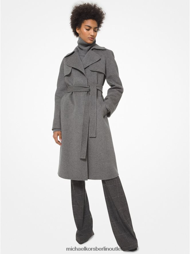 Kleidung de Michael Kors Frauen Kollektion Jennifer Wool Melton Trenchcoat Banker grau 404V223710