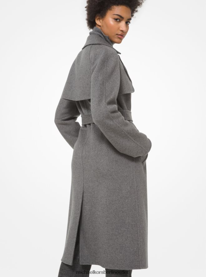 Kleidung de Michael Kors Frauen Kollektion Jennifer Wool Melton Trenchcoat Banker grau 404V223710