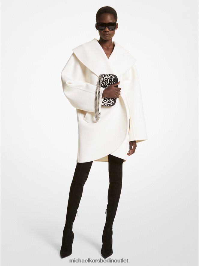 Kleidung de Michael Kors Frauen Kollektion doppelseitiger Melton-Clutch-Mantel aus Wolle Weiß 404V223635