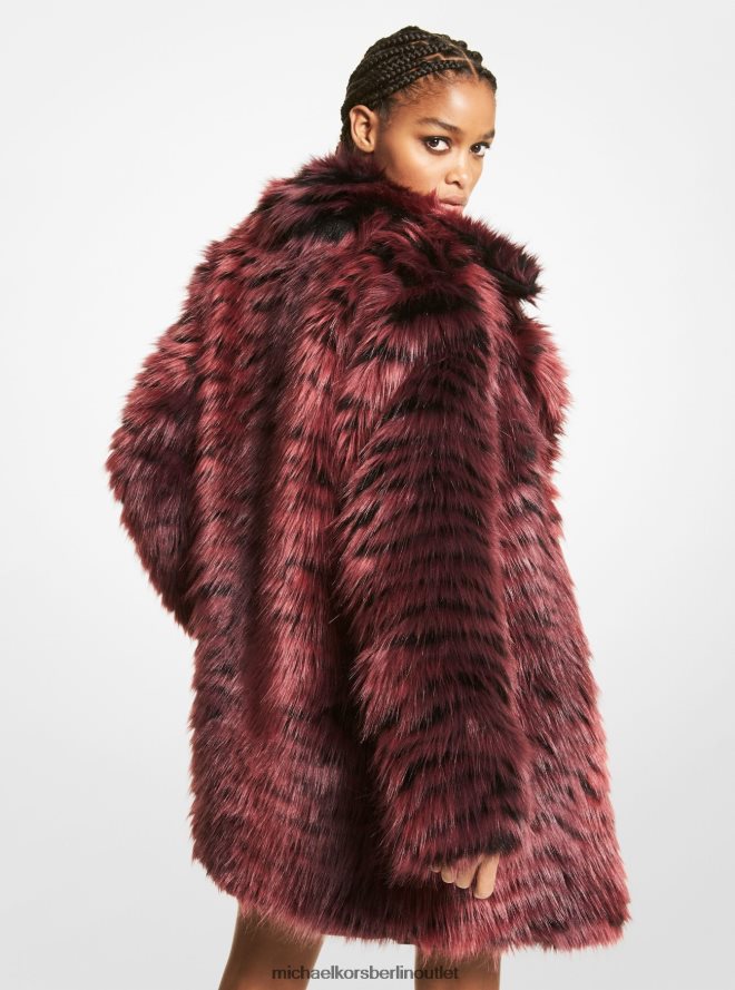 Kleidung de Michael Kors Frauen Kunstpelzmantel mit Tigermuster Merlot 404V22305