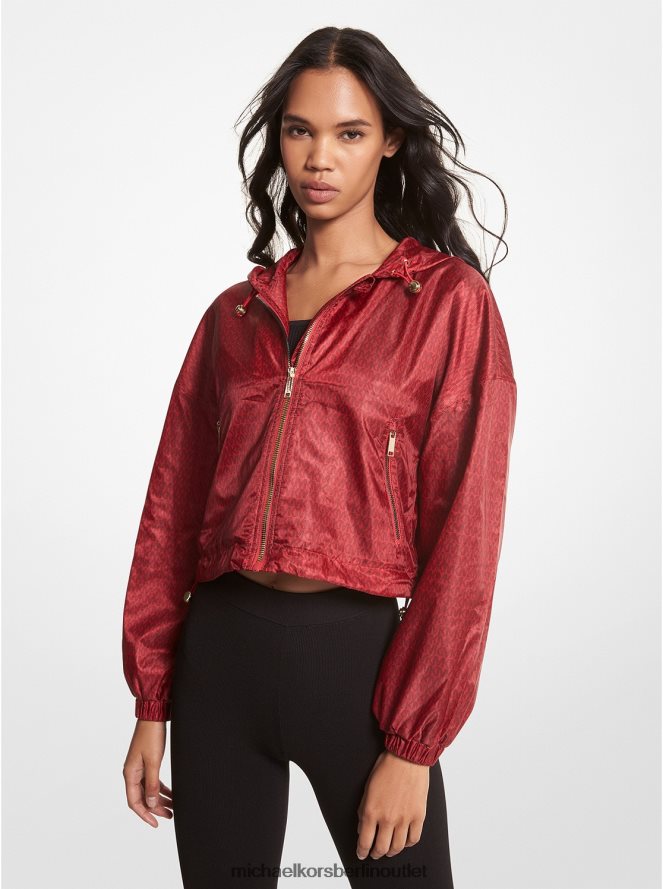Kleidung de Michael Kors Frauen Kurze Windjacke aus Satin mit Logo von Cire purpurrot 404V22317