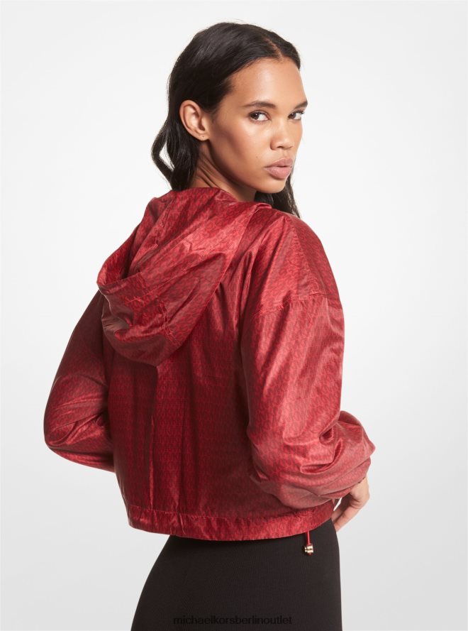 Kleidung de Michael Kors Frauen Kurze Windjacke aus Satin mit Logo von Cire purpurrot 404V22317