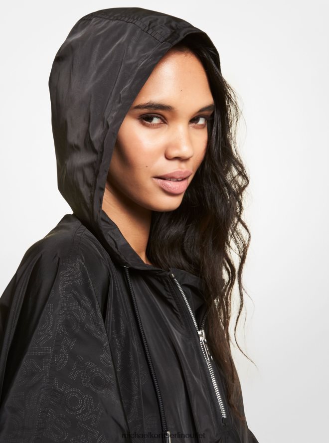Kleidung de Michael Kors Frauen Logo-gewebter Poncho Schwarz 404V22335