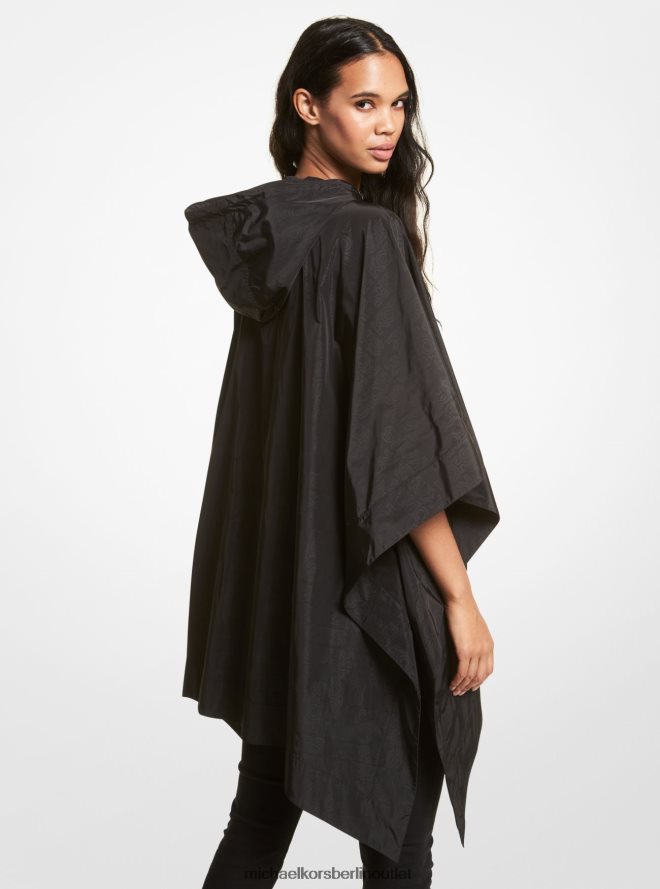 Kleidung de Michael Kors Frauen Logo-gewebter Poncho Schwarz 404V22335