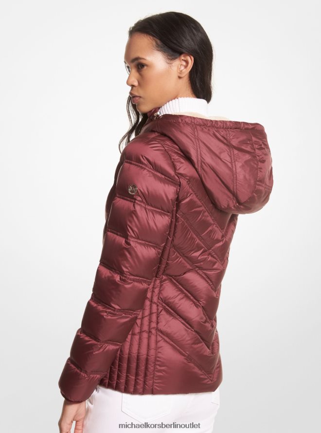 Kleidung de Michael Kors Frauen Packbare Kapuzenjacke aus Nylon Merlot 404V22232