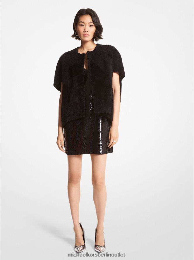 Kleidung de Michael Kors Frauen Shearling-Weste Schwarz 404V22281