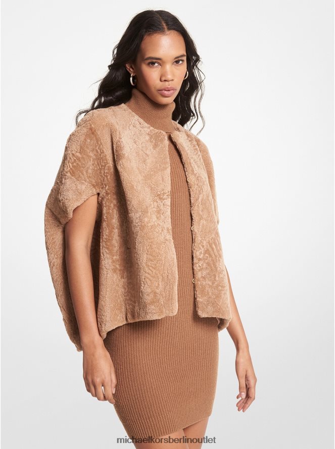 Kleidung de Michael Kors Frauen Shearling-Weste dunkles Kamel 404V22282