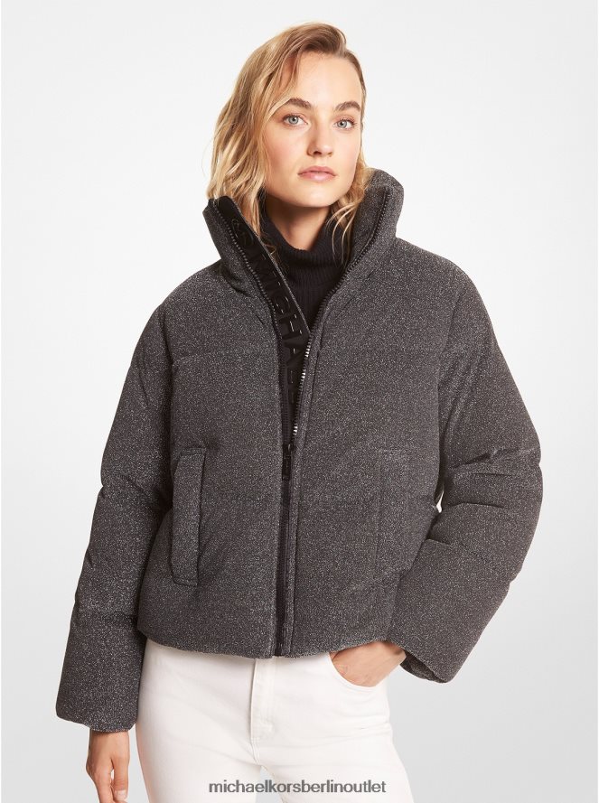 Kleidung de Michael Kors Frauen Steppjacke aus Metallic-Strick Silber 404V22357