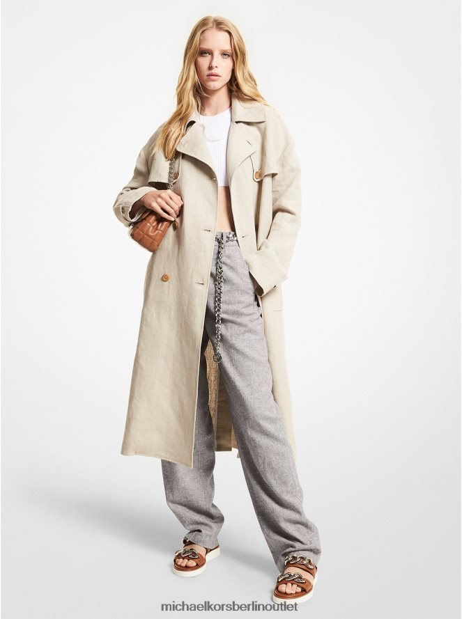 Kleidung de Michael Kors Frauen Trenchcoat aus gewaschenem Leinen Hanf 404V22333