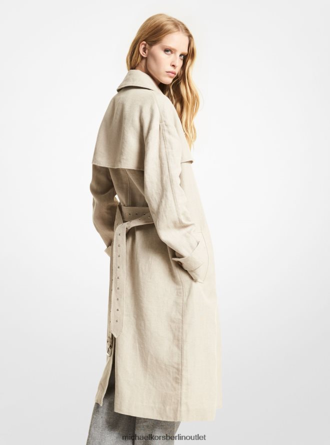 Kleidung de Michael Kors Frauen Trenchcoat aus gewaschenem Leinen Hanf 404V22333