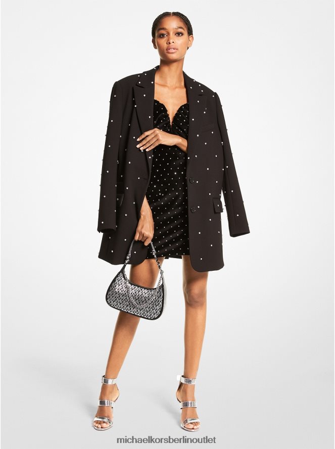 Kleidung de Michael Kors Frauen Verzierter Crêpe-Blazer Schwarz 404V22313