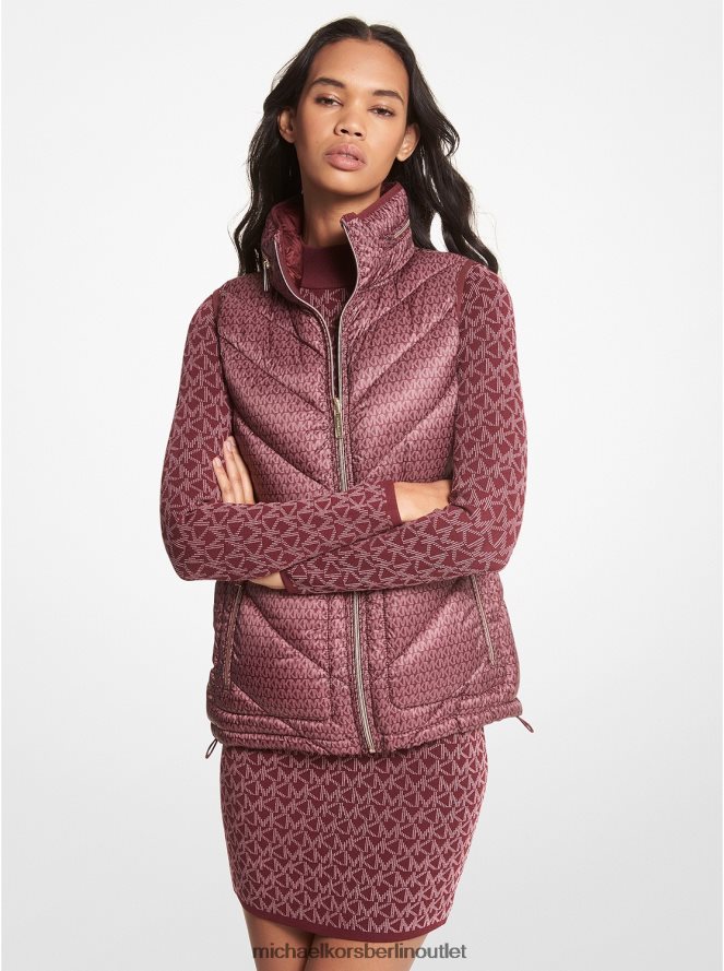 Kleidung de Michael Kors Frauen Wende-Steppweste mit Logo-Print Merlot 404V22293