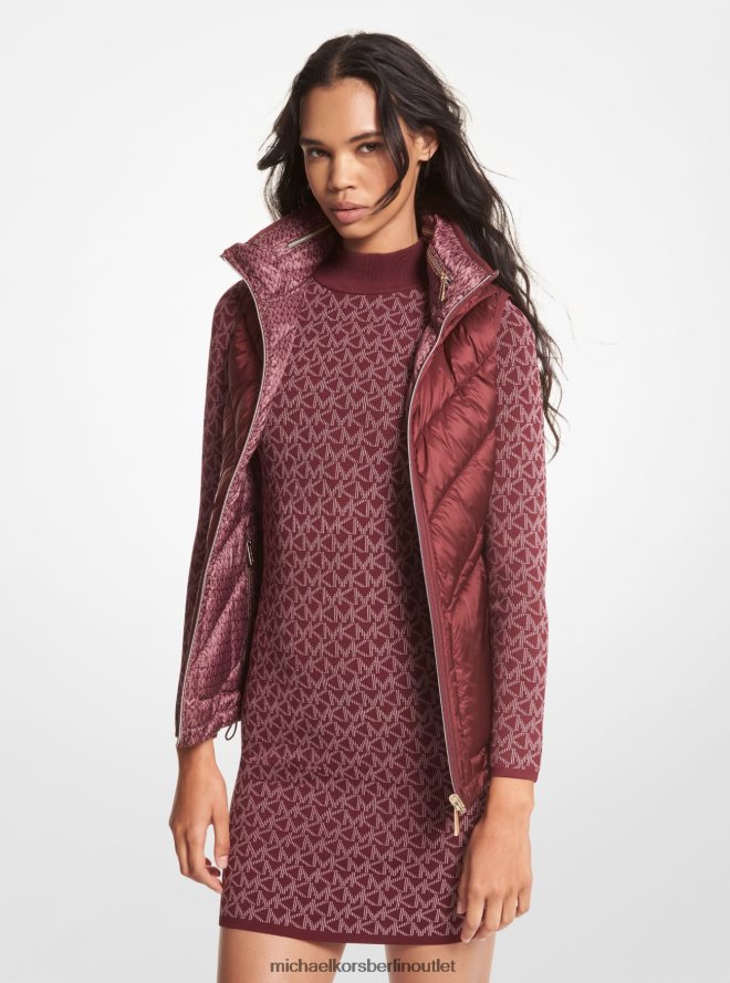 Kleidung de Michael Kors Frauen Wende-Steppweste mit Logo-Print Merlot 404V22293