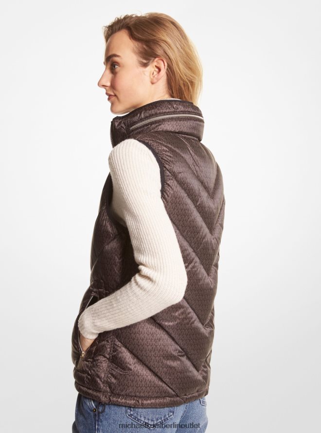 Kleidung de Michael Kors Frauen Wende-Steppweste mit Logo-Print Schokolade 404V22290