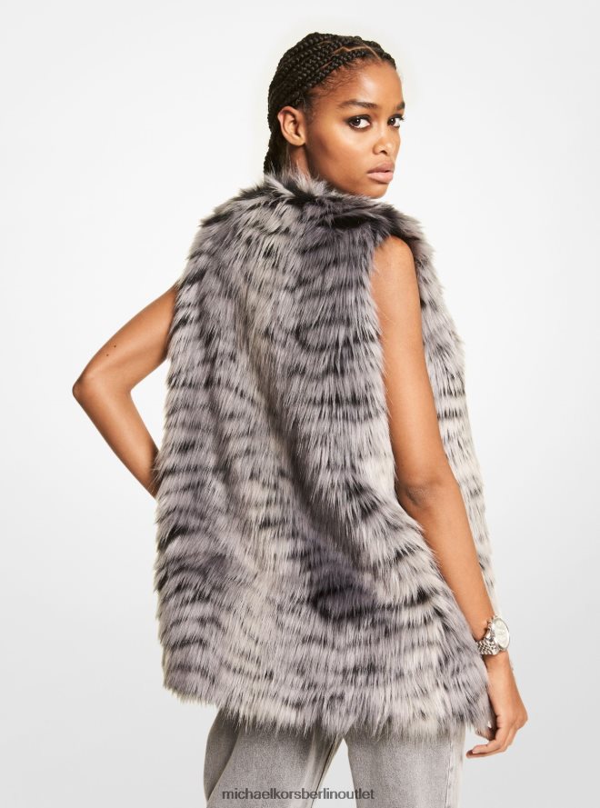 Kleidung de Michael Kors Frauen Weste aus Kunstpelz mit Tigermuster Malachitgrau 404V22308