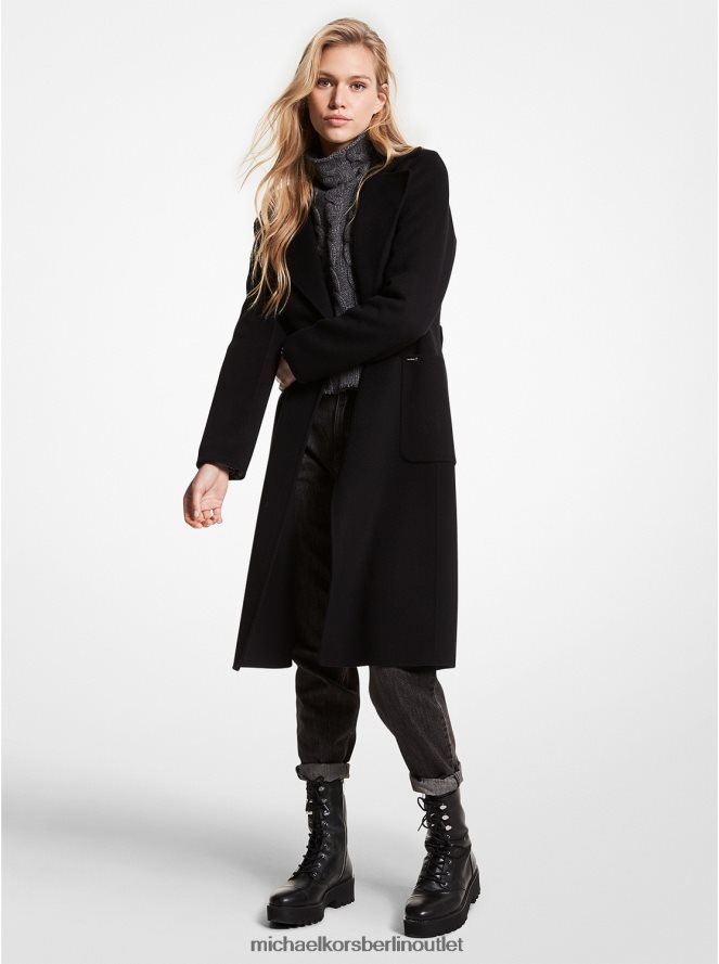 Kleidung de Michael Kors Frauen Wickelmantel aus Wollmischung Schwarz 404V22269