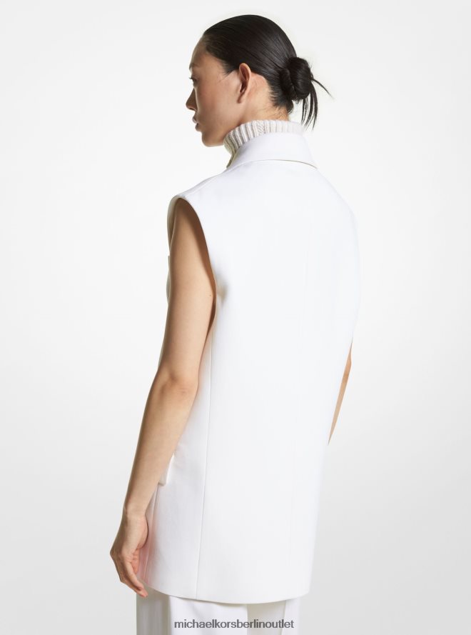 Kleidung de Michael Kors Frauen Ärmellose Jacke aus Wollgabardine aus der Kollektion Weiß 404V223446